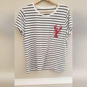 J. Crew Nautical Striped Tee with Red Lobster